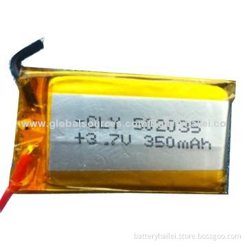 GSP502035 Lithium Polymer Battery Cell, 3.7V, 350mAh, for GPS Navigators, UN38.3/UL/RoHS Mark